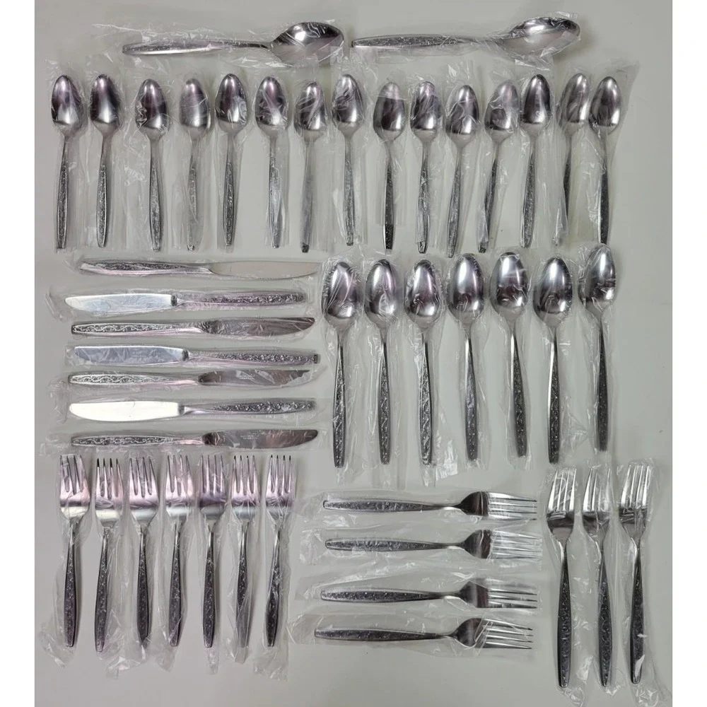 Vintage NIB Continental Gypsy Stainless Flatware 50pc‎ Service 8 Settings Japan